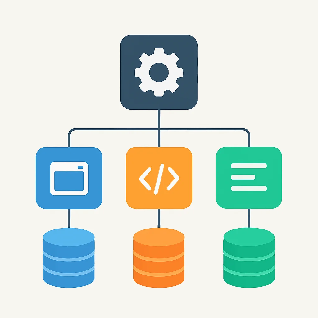 Diagramma gestione dati distribuita microservizi con database separati