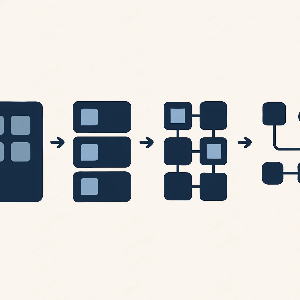 Diagramma evoluzione architetture software da monolitico a microservizi